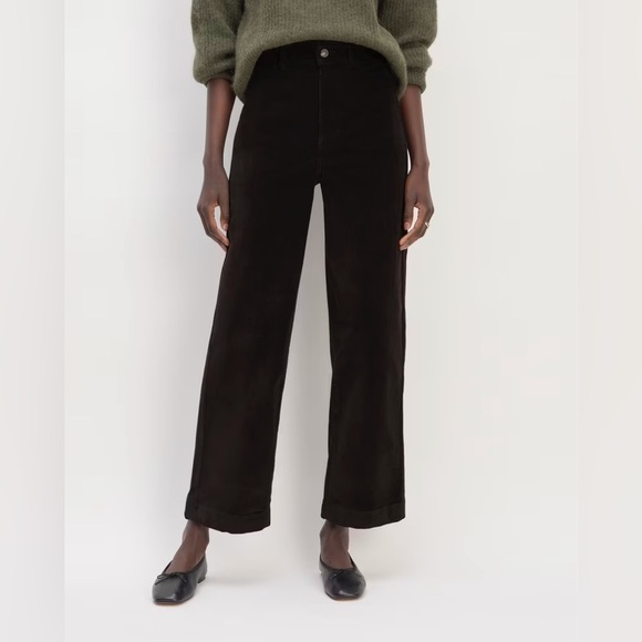 New! Everlane The Corduroy Wide Leg Pant Black - Picture 1 of 12